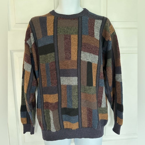 Peru Unlimited 100% Alpaca Medium Abstract Geometric Color Block Sweater - Picture 7 of 7